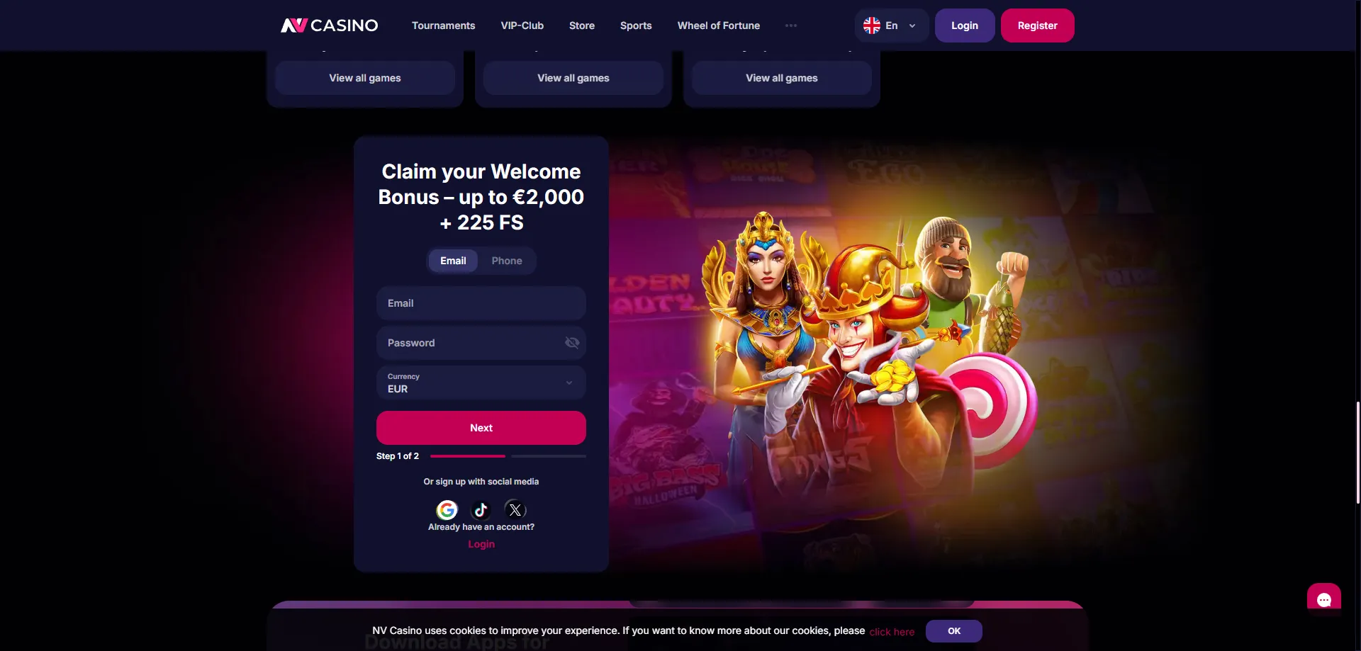 NV Casino registrering – opret konto på få minutter